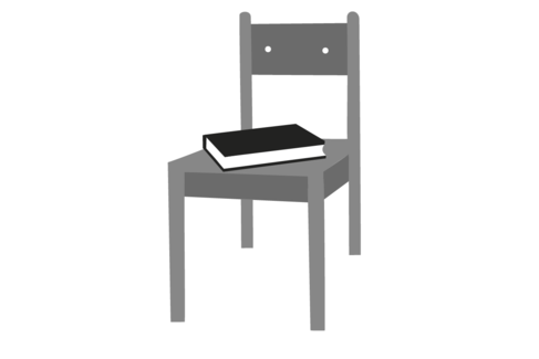 Illustration mit einem Stuhl, auf dem ein Buch liegt